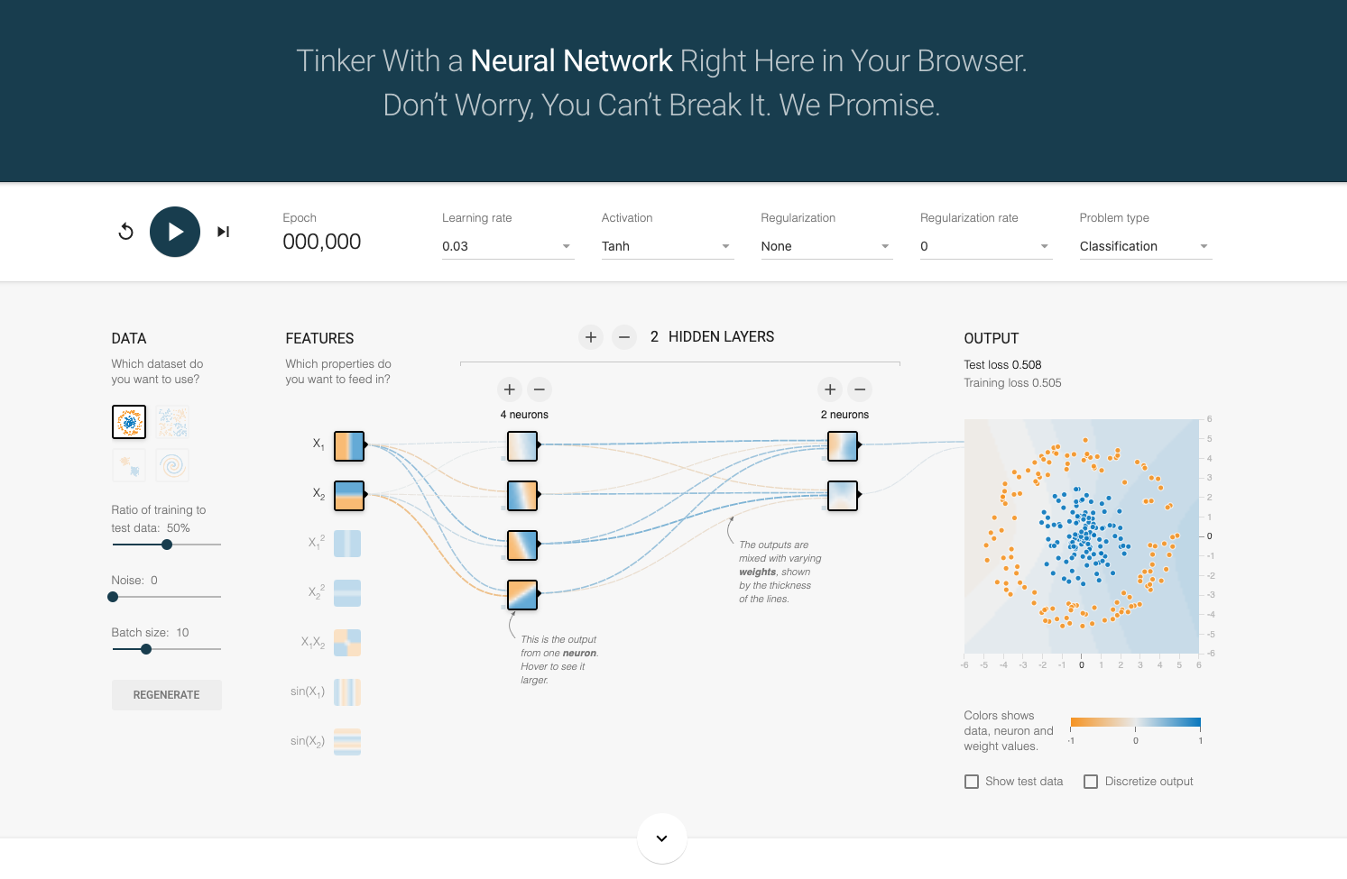 TensorFlow playground